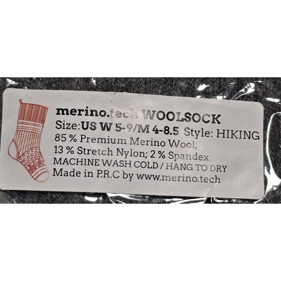 Merino Tech Wool Hiking Socks Gray Base Layer Skiing Unisex Men's M Women's 5-9 - Picture 3 of 3